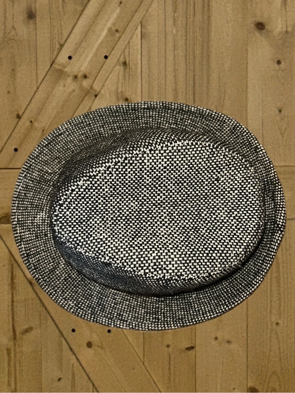 Woven Black and White Fedora Hat for Women